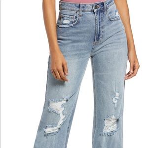 High wasted distressed jeans